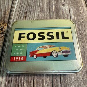 Vintage 1999 FOSSIL Collectible Watch, Wallet, Money Clip Tin w/1954 Classic Car
